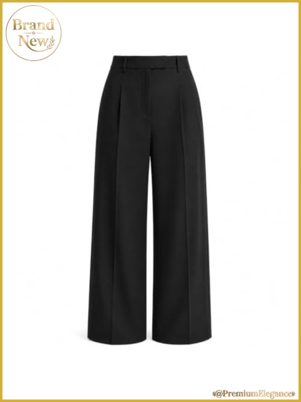 High Waisted Wide Leg Pleated Business Casual Trousers